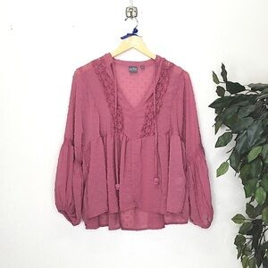 NY&Co Soho Jeans Sheer Pink Boho Blouse